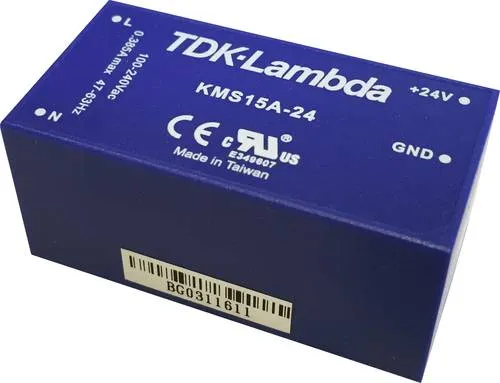TDK-Lambda KMS15A-9 AC/DC-Printnetzteil 9V 1.66A 15W - Medizinisch zugelassenes Netzteil für Leiterplattenmontage, ideal für Dental- und Homecare-Anwendungen, bietet hohe Sicherheit ohne Erdungsanschluss.