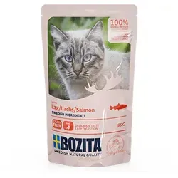 BOZITA Lachspastetchen in Sauce 85g - Getreidefreies Alleinfuttermittel mit Lachs, ideal für gesunde Katzenernährung und Rabatt für Stammkunden 3%