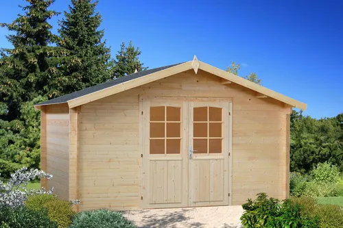 Palmako Gartenhaus Lotta, Natur - Hochwertiges Holzhaus für Ihren Garten - Gartenhäuser, gefertigt aus nordischem Fichtenholz, winddicht mit Chaletschnitt-Eckverbindungen, ideal als Lagerraum oder Homeoffice, inklusive Montageset für schnellen Aufbau.