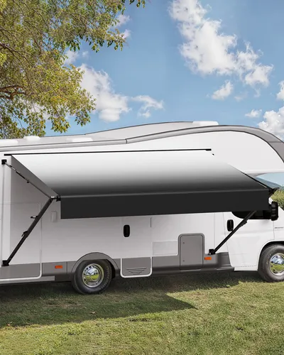 VEVOR RV Markise 549cm - Manuelle Wohnwagen-Markise - Außenanbau für Wohnmobile, bietet effektiven Sichtschutz und ist mit einem robusten Rahmen ausgestattet. Ideal für entspannte Stunden im Freien.