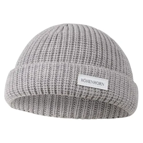 Höhenhorn Fisherman Mütze Unisex Grau - Strickmützen für Herren aus 100% Merinowolle, temperaturregulierend und atmungsaktiv – ideal für jede Jahreszeit und Aktivitäten im Freien.