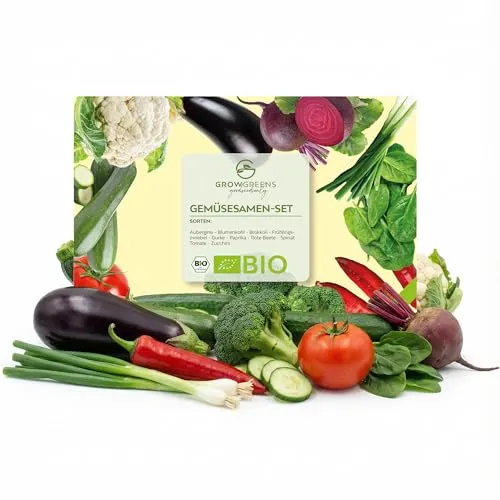 BIO Gemüsesamen Set mit 10 Sorten - Gemüse Samen Anzuchtset aus biologischem Anbau ideal für Terrasse, Balkon & Garten