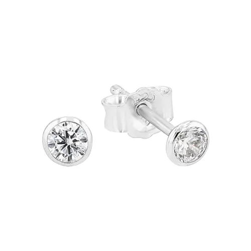 Amor Ohrstecker 925 Sterling Silber Damen Ohrschmuck, mit Zirkonia synth., 0,3 cm, Silber, Kommt in Schmuck Geschenk Box, 9062133