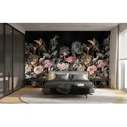 Marburg Fototapete Isabell, glatt, matt, moderne Tapete für Wohnzimmer Schlafzimmer Küche schwarz 2,65 m x 2,7 m
