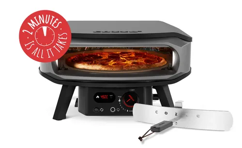 COZZE Gas Pizzaofen mit Drehfunktion 17 Zoll - Perfekte Familienpizzen - Haushaltsgroßgeräte: Der 17 Zoll Gas Pizzaofen mit Rotation garantiert gleichmäßige Hitzeverteilung und perfekte Backergebnisse für unvergessliche Gartenpartys!