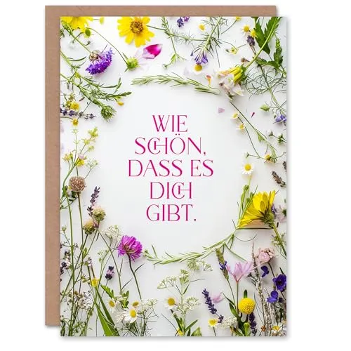 Artery8 Lustige Geburtstagskarte Wie Schön Dass Es Dich Gibt Wildblumen Bordüre