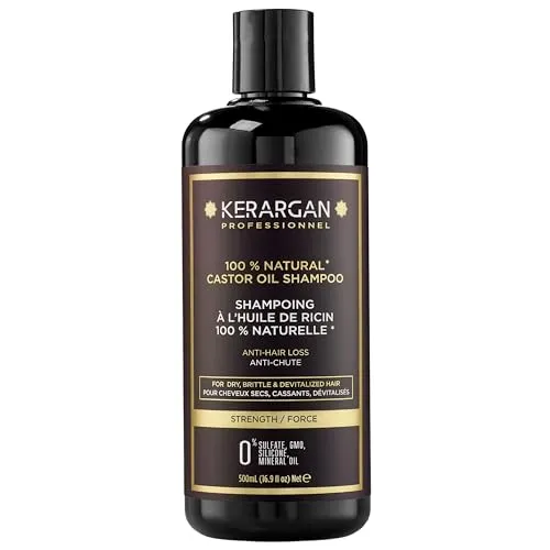 Kerargan Anti-Haarausfall Shampoo mit Rizinusöl - 500ml - Shampoo zur Stärkung und Förderung des Haarwachstums, angereichert mit Rizinusöl, Keratin und Arganöl. Ideal für trockenes, brüchiges Haar, ohne Sulfate oder Silikone.