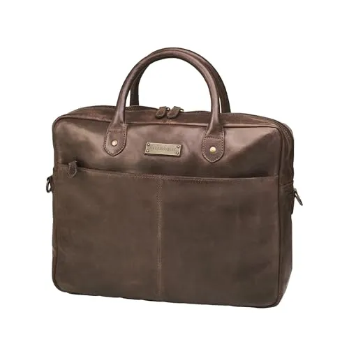 DRAKENSBERG Aktentasche Herren Leder 'Hugo' - Stilvolle 16" Laptoptasche für Business und Reisen - Elegante Aktentasche aus robustem Büffelleder, ideal für Büro und Reisen. Mit praktischem Innenleben, abnehmbarem Schultergurt und einzigartiger Patina. Perfekt für anspruchsvolle Herren.