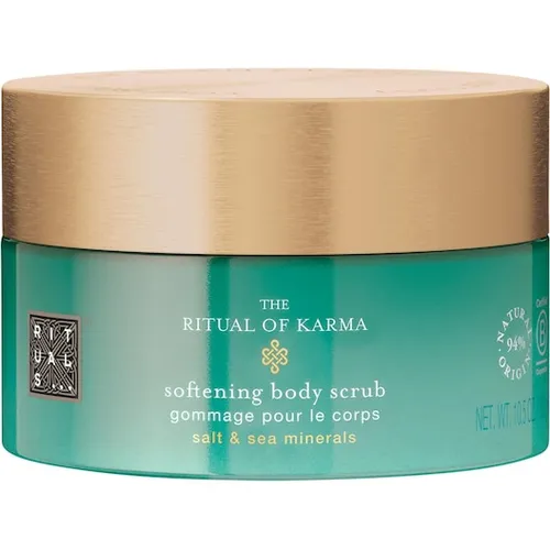 Rituals The Ritual of Karma Body Scrub 300 g - Natürliches Körperpeeling mit 94 % pflegenden Inhaltsstoffen, das die Haut sanft reinigt und für ein weiches Hautgefühl sorgt. Ideal für die wöchentliche Anwendung und ergänzt durch den Duft von Heiligem Lotus und weißem Tee.