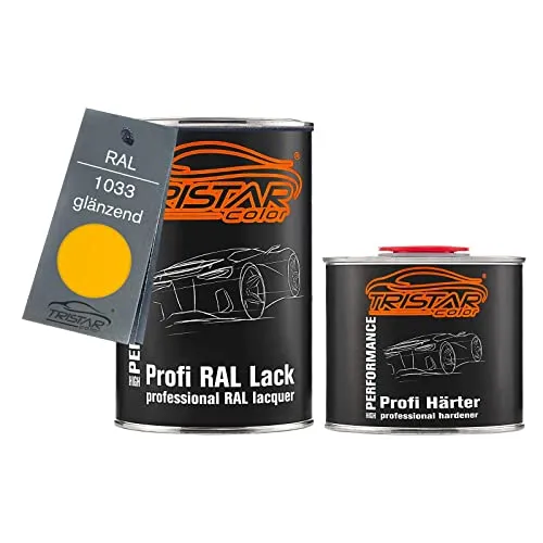 TRISTARcolor RAL 1033 Dahliengelb glänzend 2K Autolack 1,5 Liter / 1500 ml Dose inkl. Härter