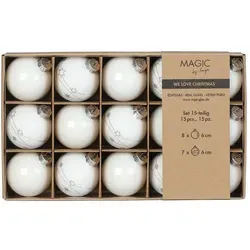 MAGIC by Inge Weihnachtsbaumkugel, Weihnachtskugeln Glas 6cm Sterne Motiv 15 Stück - Just White weiß