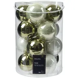 Kaemingk Weihnachtsbaumkugel, Weihnachtskugeln Glas 8cm 16 Stück - Grün / Weiß Mix grün