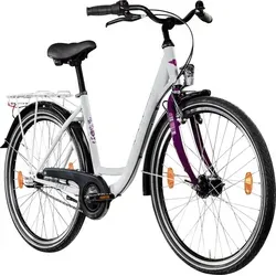 Zündapp Cityrad Yellow 3.0 26 Zoll 3-Gang - Jugend- & Kinderfahrräder, stylisches Design in weiß-lila und ideal für entspannte Fahrten in der Stadt