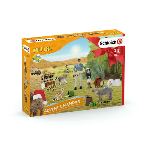 schleich WILD LIFE 98272 Adventskalender - Tierfiguren Set mit Baby Nilpferd, Gepard und mehr, fördert Fantasie und kreatives Spielen für Kinder ab 3 Jahren