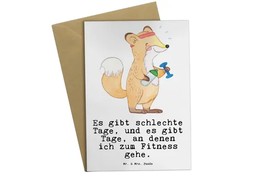 Mr. & Mrs. Panda Grußkarte Fuchs Fitness, babykarte, Weiß, Grußkarten, einladungskarten, hochzei