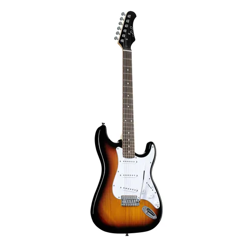 E-Gitarre J & D ST II Sunburst - Klassisches Design - Klassische ST-Style E-Gitarre für Einsteiger und Fortgeschrittene. Mit Korpus aus Pappel, geschraubtem Ahornhals und drei Single Coils für vielseitige Klänge. Ideal für kreative Musiker!