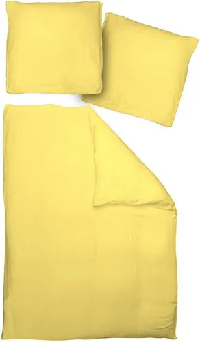 Adam Bettwäsche Uni Collection, Renforcé, 2-teilig in Gelb - Bettwäsche aus 100% Bio-Baumwolle, 2-teilig mit Reißverschluss, pflegeleicht und hautfreundlich, ideal für einen erholsamen Schlaf.