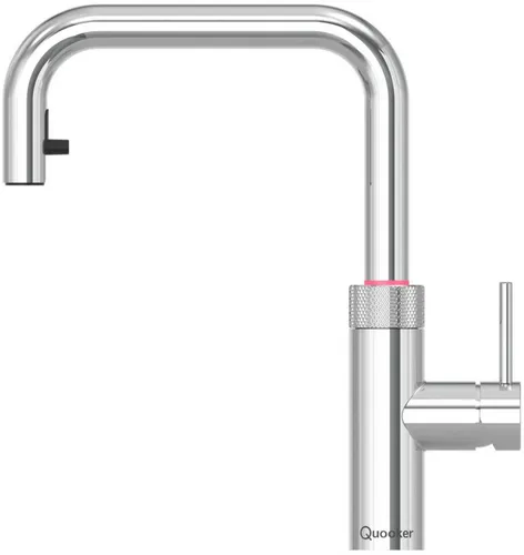 QUOOKER Küchenarmatur Flex Square COMBI, verchromt glänzend mit 7 Jahren Garantie - Die Quooker Flex Square COMBI bietet sofort 100 °C kochendes Wasser und flexiblen Auszugsschlauch für mehr Reichweite. Ideal zum schnellen Abspülen und Reinigen in der Küche. Elegantes Design mit geprüfter Qualität.