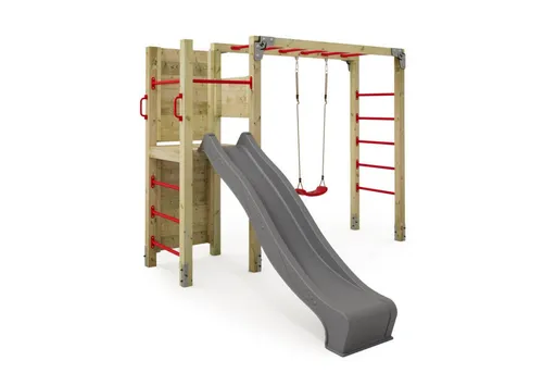 Wickey Klettergerüst Fit 662 – Klettergerät mit Rutsche und Schaukel - Vielseitiges Trainingsgerät für Kinder & Eltern, ideal für Outdoor-Aktivitäten. Extrem witterungsbeständig und mit 5 Jahren Garantie. Fördert Kraft, Ausdauer und Balance.