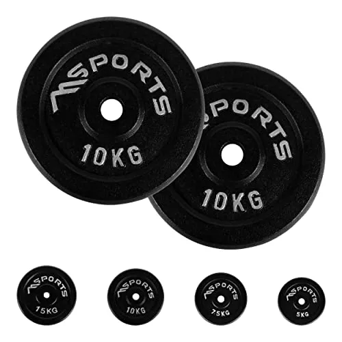 MSPORTS PROFI HANTELSCHEIBEN 2 x 10 kg aus Gusseisen - Eignen sich ideal für das Training zu Hause oder im Studio. Robuste Hantelscheiben aus hochwertigem Gusseisen bieten maximale Widerstandsfähigkeit und Flexibilität für effektives Krafttraining.