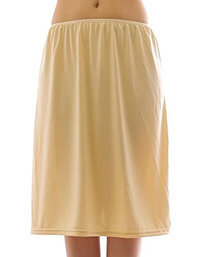 Maxi Unterrock Gummibund Falten Rock Skirt Maxirock Beige L/XL