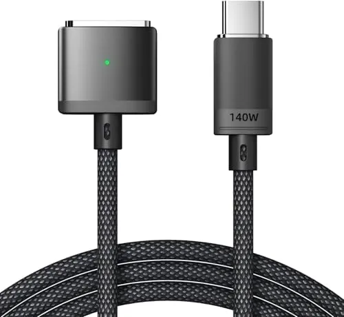 ALKEUR USB C auf Mag-Safe 3 Kabel 140W PD Schnellladen Typ C auf Mag Safe 3 Ladekabel Kompatibel mit MacBook Pro M1 2021/M2 2023(14”/16”),MacBook Air M2 (13''/15”), M3/M3 Pro/M3 Max 2024 (14”/16”) 2M