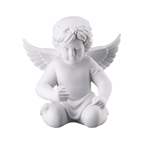 Rosenthal Engel mit Blumenkranz, 12,5 x 6,6 x H 13,5 cm, Porzellan Weiss-matt, inkl. Geschenkbox