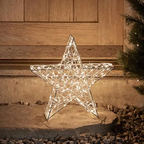 Lights4fun 35cm 3-in-1 LED Stern Figur mit Timer - Stimmungsvolle 3-in-1 Weihnachtsbeleuchtung mit 200 Micro LEDs und 3 Farbeinstellungen. Ideal für Innen- und Außenbereich dank IP44-Schutz. Maße: 35cm Durchmesser, 10cm Tiefe.
