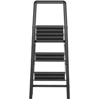 WENKO Aluminium Leiter Compact - 3-stufige Klapp-Trittleiter - Leiter für sicheres Arbeiten in 66 cm Höhe, leicht und tragbar mit rutschsicheren Stufen, ideal für Haushalt und Reparaturen.