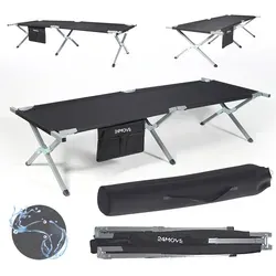 24MOVE® Feldbett Campingbett – Faltbar, bis 200 kg, inkl. Tragetasche - Camping-Möbel für Outdoor-Abenteuer. Genießen Sie ultimativen Komfort und Bequemlichkeit mit diesem hochwertigen Feldbett, das einfach zu transportieren ist.