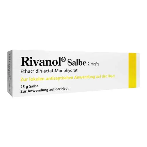Rivanol 25 G - Antiseptische Salbe - Arzneimittel zur Keimminderung auf der Haut mit breiter antibakterieller Wirkung. Ideal zur Behandlung von Wundinfektionen und zur Unterstützung der Wundheilung.