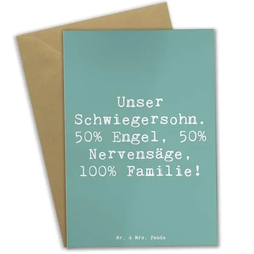 Mr. & Mrs. Panda Klappkarte Spruch Schwiegersohn Engel Nervensäge - Geschenk, Beziehung, Familie, einladungskarten, hochzeitskarten, babykarte, Schwiegereltern, persönliche Erinnerungen, Humor