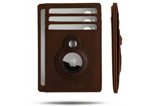 SLIMJACK Mini Geldbörse mit Apple AirTag - Herren Echtleder Wallet - Elegante Portemonnaie aus echtem Leder mit RFID-Schutz, 12 Kartenfächern und integriertem Apple AirTag für maximale Sicherheit und Komfort.