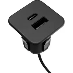 USB-C u. A Einbau-Hub für Möbel & Tischplatten Schwarz o. Silbergrau Schwarz
