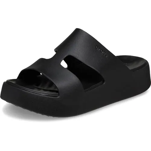 Crocs Getaway Platform H-strap Sandalen Schwarz EU 39-40 - Wanderschuhe mit innovativer Free Feel TechnologyTM für schwerelosen Komfort und optimale Bewegungsfreiheit. Ideal für jeden Anlass, mit 4 cm hohem Plateau und leichtem CrosliteTM-Material.