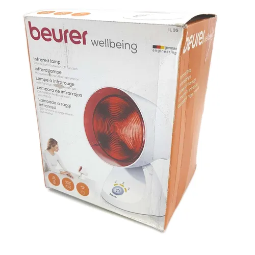 Beurer Infrarotlampe IL 35 - Lichttherapiegerät mit 150 W Intensiv-Infrarotlicht, 3-stufiger Timer und wohltuender Wärme zur Linderung von Erkältungen und Muskelverspannungen