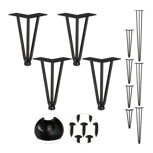 Hairpin Legs - 4 Stück Haarnadel Tischfüße für DIY Möbel - Möbelteile, modernes Design für individuelle Möbelprojekte, ideal für kreative DIY-Ideen und robust aus Stahl gefertigt.