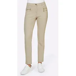 Stretch-Hose HEINE, Damen, Gr. 36, Normalgrößen, beige (sand), 48% Baumwolle, 45% Polyester, 7% Elasthan, Miedereinsatz:15% Elasthan, 85% Polyamid, unifarben, lang, Hosen
