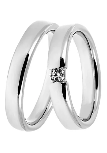 DOOSTI Trauring Silber 925 - Ehering mit Zirkonia oder ohne - Trauringe aus 925er Silber, wahlweise mit funkelnden Zirkonia, ideal als Symbol der Liebe. Hochwertig verarbeitet und in edlem Etui geliefert.