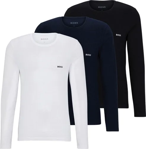 BOSS Langarmshirt "longsleeve-Shirt R-Neck Classic COTTON 3pcs/pack" - Herren Langarmshirts im 3er-Pack, mit Logo-Schriftzug. Aus weichem Single Jersey für hohen Tragekomfort, ideal für Büro und Freizeit.