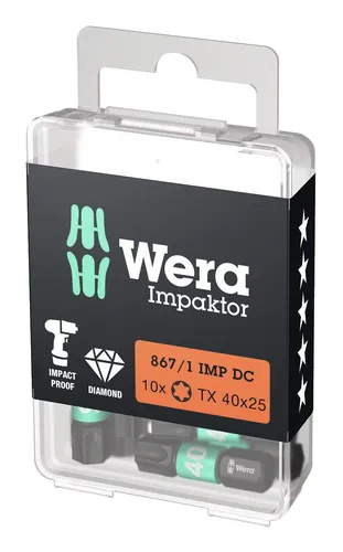 Wera Bit-Sortiment Bit-Box Impaktor 1/4" DIN 3126 C6,3 T40 x 25 mm 10er Pack - 5157627001