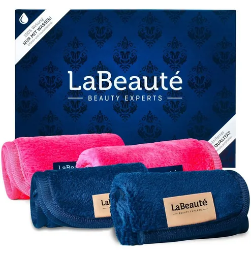 LaBeauté Mikrofaser Gesichtsreinigungstuch 4-tlg. – Pink & Dunkelblau - Abschminktücher aus weicher Mikrofaser, waschbar und wiederverwendbar – sanfte Reinigung nur mit Wasser, ideal für alle Hauttypen und umweltfreundlich!