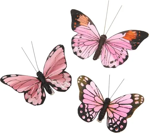 Rico Design Schmetterling mit Clip Dekostecker Frühling Set Dekofigur Tischdeko Fensterbank Garten Dekoaccessoire Schmetterlingsclip Kreatives Basteln Frühlingsdeko Innenbereich Rosatöne