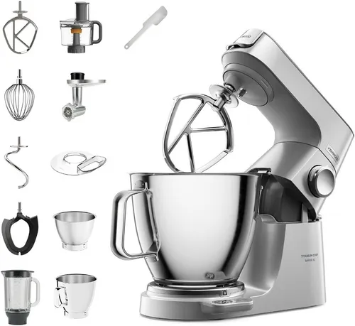 Kenwood Titanium Chef Baker XL KVL85.594SI - Hochwertige Küchenmaschine mit 5L Kapazität, 1200W Leistung und robustem Metalldesign – ideal für anspruchsvolles Backen und Kochen.
