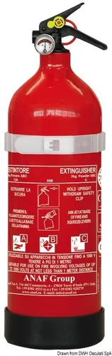 OSCULATI Pulver-Feuerlöscher 2kg 13A 89B C UK/Frankreich - Feuerlöscher für den sicheren Einsatz in Booten, kompakt und effektiv gegen Brände der Klassen A, B und C.