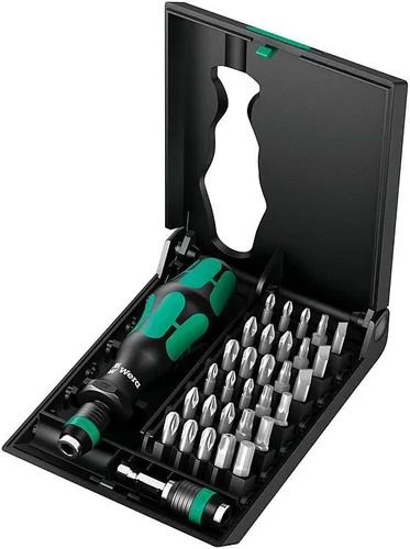 Wera Werk Kraftform Kompakt 70 057110: 32-teiliges Schrauberset - Zubehör für Elektrowerkzeug, enthält starken Dauermagnet für große Schrauben und schnellen Bitwechsel mit Rapidaptor für effizientes Arbeiten.