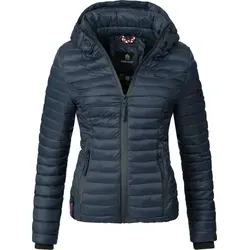 MARIKOO Damen Übergangsjacke Steppjacke mit Kapuze - Samtpfote Blau Gr. XXL - Funktionsjacken, taillierte und wasserabweisende Steppjacke mit hochwertiger Karo-Steppung, ideal für die Übergangszeit und vielseitig kombinierbar.