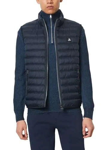 Marc O'Polo Herren Steppweste - Wasserabweisende Übergangsjacke in Dunkelblau, XS - Funktionsjacken mit funktionalem Stehkragen und nachhaltigem Material aus 100% recyceltem Polyester. Ideal für lässige und elegante Outfits, bietet diese Weste optimalen Tragekomfort und Bewegungsfreiheit.