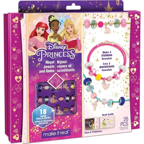 Make It Real Disney Prinzessin Armband-Bastelset einschließlich Anhänger aus Die kleine Meerjungfrau, Dornröschen und Prinzessin und der Frosch – Geschenke für Mädchen