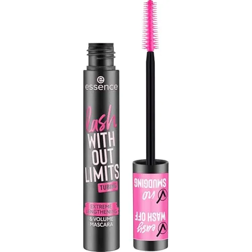 essence lash WITHOUT LIMITS Extreme Lengthening & Volume Mascara 13 ml - Black Tubing - Mascara mit innovativer Tubing-Technologie für dramatische Wimpern. Die elastische Bürste erfasst selbst kurze Wimpern und sorgt für beeindruckendes Volumen und Länge, ohne zu verwischen.
